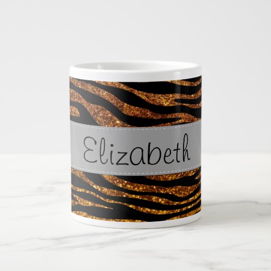 Glitter Zebra, Zebra Print, Your Name Grote Koffiekop (Voorkant)