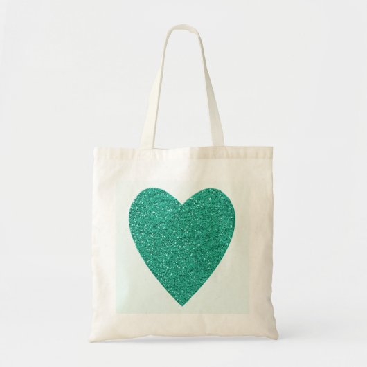 Glitter Zee Groen Hart Trouwfeest Tote Bag (Voorkant)