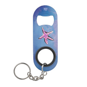 *~* Glitter Zee Shell Star Blue Waterverf Mini Flessenopener