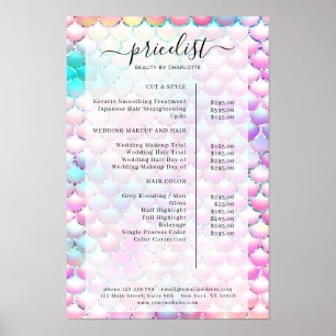 Glitter Zeemeermin Patroon Salon Prijslijst Poster