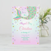 Glitter Zeemeermin Staart Verjaardag Uitnodiging (Staand voorkant)