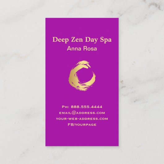 *~* Glitter Zen Brush Reiki Meditation Gold Visitekaartje (Achterkant)