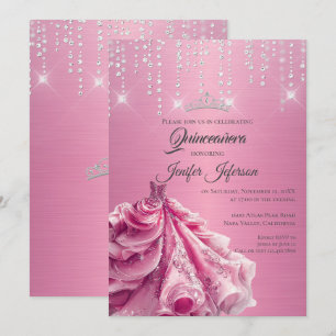 Glitter zilver druppelen Quinceanera Uitnodiging