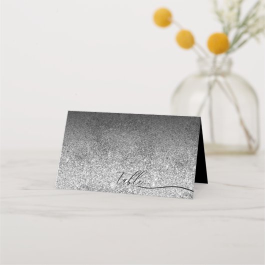 Glitter Zilver Eenvoudig Schoon Script Tafel (Voorkant)