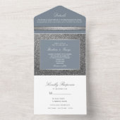Glitter Zilver Elegante Winter Wedding All In One Uitnodiging (Binnen)