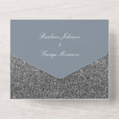 Glitter Zilver Elegante Winter Wedding All In One Uitnodiging (Achterkant)