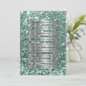 Glitter Zilver Grijs Strepen Mint Groen Pastel Kaart (Staand voorkant)
