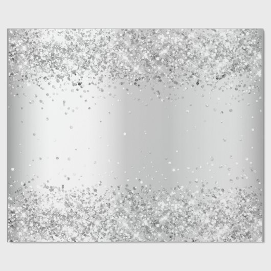Glitter zilveren confetti met kerstmis cadeaupapier (Vlak)