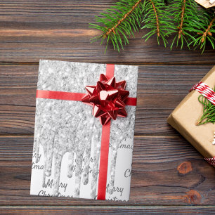 Glitter zilveren sprankeling Kerstmis Cadeaupapier