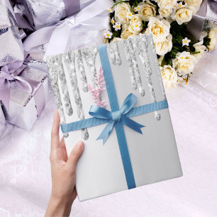 Glitter zilveren sprankeling Kerstmis Cadeaupapier