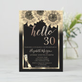 Glitter, Zonnebloemen, Glass Black 30th Birthday P Kaart (Staand voorkant)