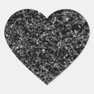 Glitter zwart hart sticker
