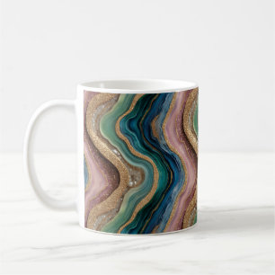 Glitteragaat Roze Blauwgroen Koffie Mok