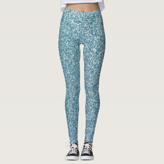 Glitterblauwe Leggings (Voorkant)