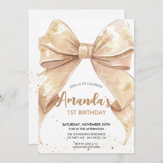 Glitterboog verjaardag kaart (Voorkant / Achterkant)