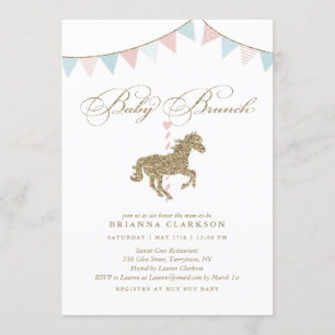 glittercarrouselpaard   uitnodiging tot baby showe