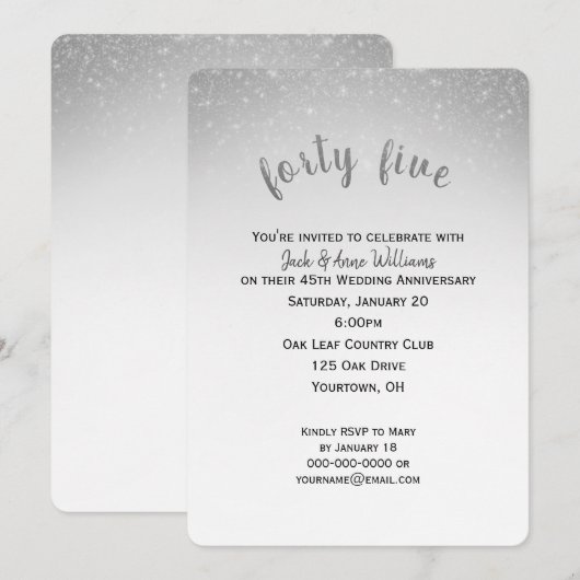 glitterconfetti 45e huwelijksverjaardag kaart (Voorkant / Achterkant)