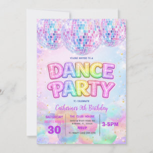 Glitterdans Disco Bal Verjaardagsfeest Uitnodiging