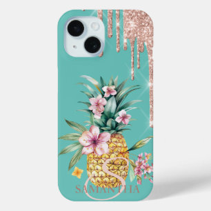 Glitterdruppels Bloemige Ananas Mintgroen