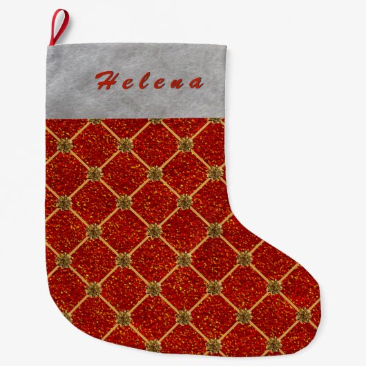 Glittered en Plumed Grote Kerstsok (Voorkant)