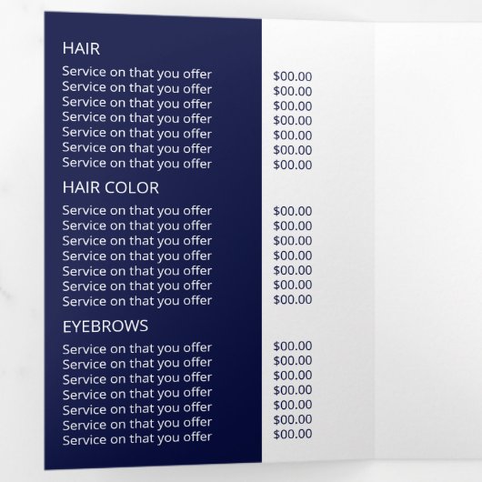 Glittered Model, Beauty Salon Tri-Fold Flyer Drieluik Uitnodiging (Binnenzijde eerst)