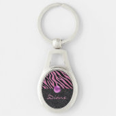Glittered Zebra Print Sleutelhanger (Voorkant)