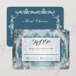 Glitterend Besneeuwd Bos Entre Keuzes Bruiloft RSVP Kaartje