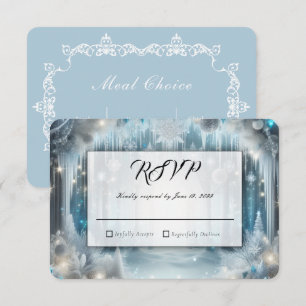 Glitterend Besneeuwd Bos Entre Keuzes Bruiloft RSVP Kaartje