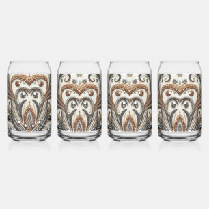 Glitterend bloemenpatroon met edelsteen blikvorm glas