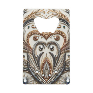 Glitterend bloemenpatroon met edelsteen kredietkaart flessenopener