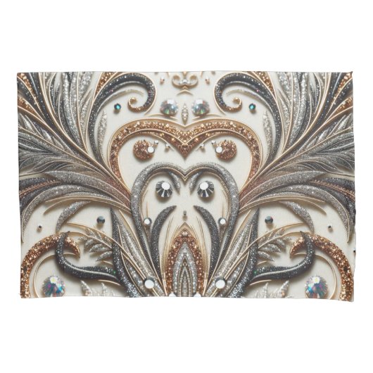 Glitterend bloemenpatroon met edelsteen kussensloop (Voorkant)