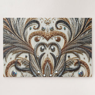 Glitterend bloemenpatroon met edelsteen legpuzzel