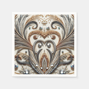 Glitterend bloemenpatroon met edelsteen servet