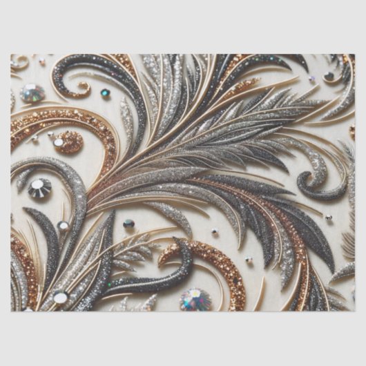 Glitterend bloemenpatroon met edelsteen tissuepapier (Voorkant)