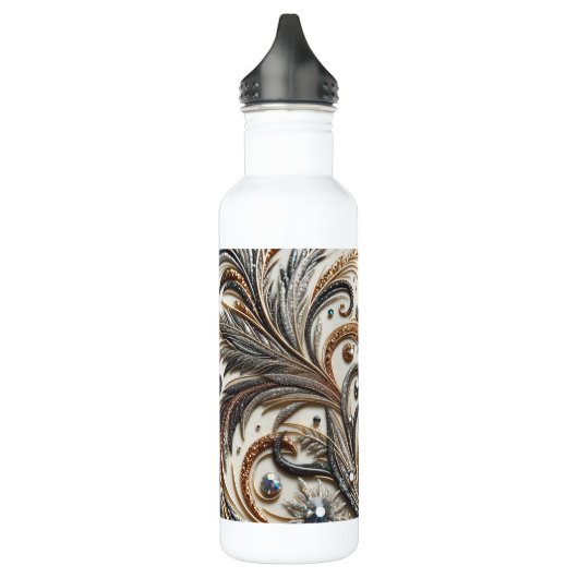 Glitterend bloemenpatroon met edelsteen waterfles (Links)