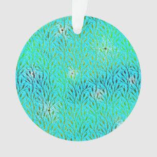 Glitterend feestpatroon met vuurwerk in Aqua Ornament