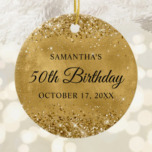 Glitterend Goud 50e Verjaardag Keramisch Ornament