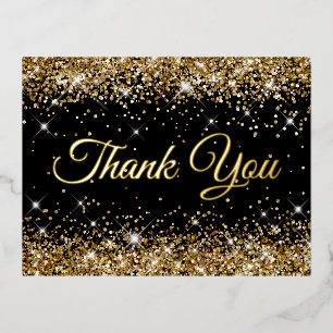 Glitterend Goud Glitter Zwart 40e Verjaardag Bedan Folie Uitnodiging Briefkaart