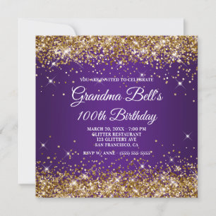 Glitterend Gouden Glans Konings Paars 100ste Verja Kaart