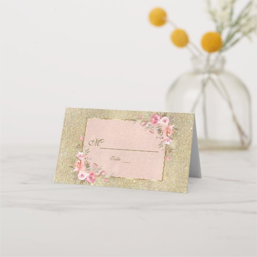 Glitterend Gouden Glitter Blush Bloemstuk Nummer (Achterkant)
