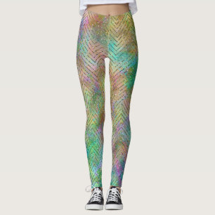 Glitterend Gouden Regenboog Lichtjes Chevron Patro Leggings