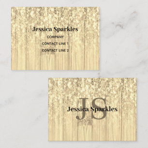 Glitterend gouden sepia bamboe houten bling Monogr Visitekaartje
