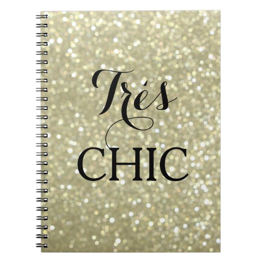Glitterend gouden ZEER CHIC notitieboek (Voorkant)