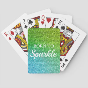Glitterend groen & blauw glinsterend 'Born to Spar Pokerkaarten