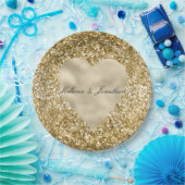 Glitterend Hart van Goud Persoonlijk Papieren Bordje (Feest)