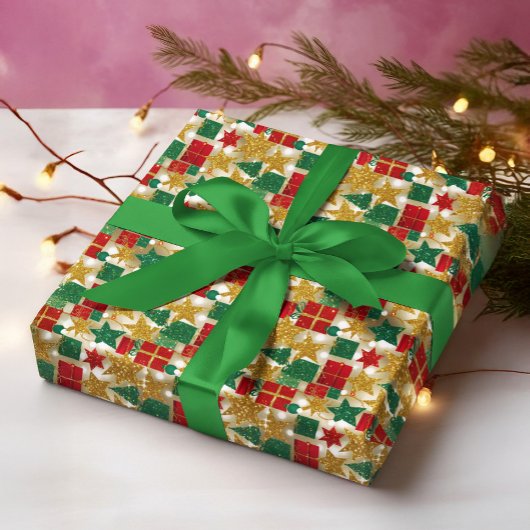 Glitterend kerstpatroon cadeaupapier