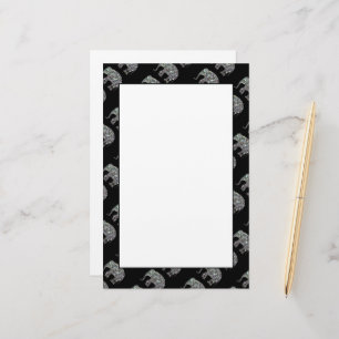 Glitterend kleurrijk zilveren mozaïek Olifantpatro Briefpapier