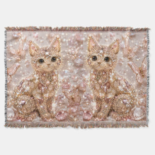 Glitterend Kristal Cute Kat Esthetisch Knus Fleece Deken