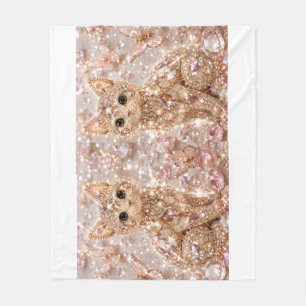 Glitterend Kristal Schattige Kat Esthetisch Knus F Fleece Deken