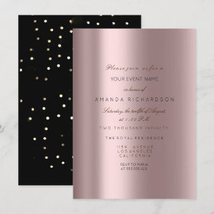 Glitterend Metaalachtig Goud Zwart Confetti Mauve  Kaart